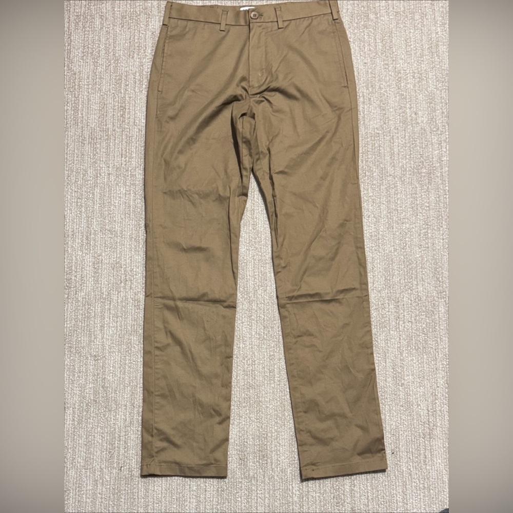 Baubax Mens 30x32 Slim Brown Bamboo Cotton Chino Pants Trousers Casual